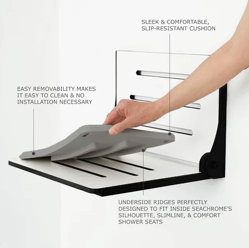 Miniatura 6 de Cojín de espuma para asiento de ducha, impermeable y antideslizante, fácil de limpiar, color plateado
