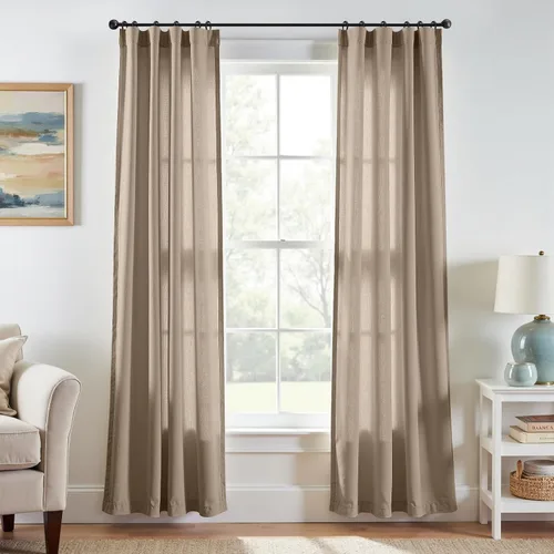Miniatura 78 de JINCHAN Cortinas de lino de 108 pulgadas de largo, juego de 2 paneles, cortinas de ventana para sala de estar y dormitorio, cortinas