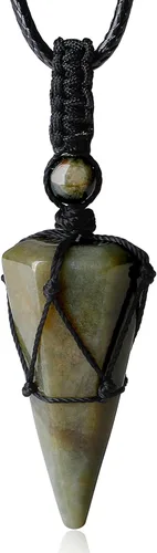 Miniatura 9 de XIANNVXI Collar puntiagudo con piedra de cristal curativo, cuerda negra ajustable, collar con colgante de piedras preciosas naturales, joyería
