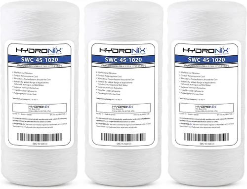 Hydronix HX-SWC-45-1020/3 - Cartucho de filtro de agua universal para toda la casa, 4.5 x 10 pulgadas, 20 micras, paquete de 3, color blanco