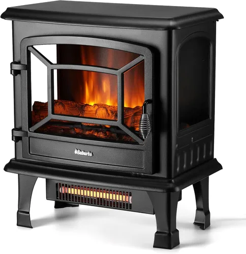 Miniatura 10 de TURBRO Suburbs TS17 - Estufa eléctrica compacta para chimenea, calentador independiente de 18 pulgadas con llama realista, certificado CSA, Negro