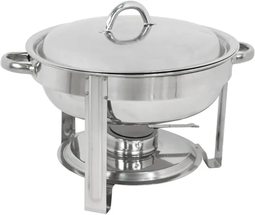 Miniatura 9 de Juego de bufé de acero inoxidable de 5 cuartos de galón, para catering, fiestas con bandeja de agua, soporte para combustible, servidores de bufé