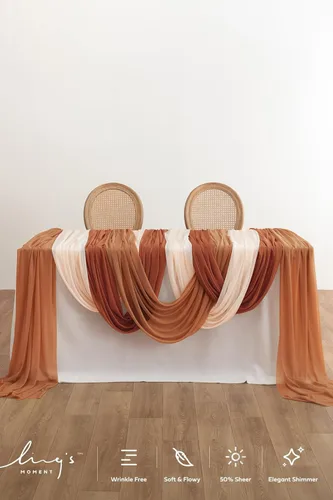 Miniatura 4 de Ling's moment Tela drapeada de arco de boda, 3 paneles de tela de gasa de 30 x 20 pies, cortina de tela de gasa para ceremonia de boda, decoración