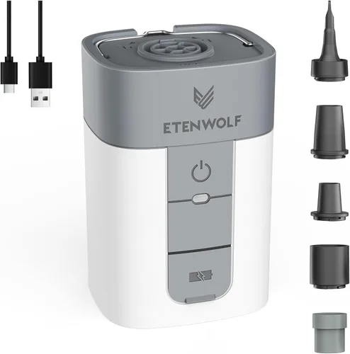 Miniatura 8 de ETENWOLF AIR 5 - Bomba de aire para inflables, bomba de aire eléctrica portátil con batería de 5200 mAh, inflador rápido y desinflador 4X, bomba