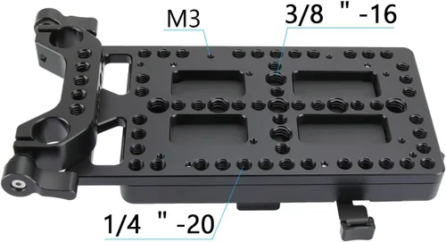 Miniatura 4 de CAMVATE Divisor de fuente de alimentación de placa de montaje de bloqueo V con abrazadera de varilla de 0.591 in - 1524