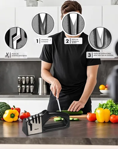 Miniatura 6 de Afilador de cuchillos de cocina 4 en 1, kit de afilado de cuchillos multifuncional, accesorios de cocina elegantes adecuados para cuchillos