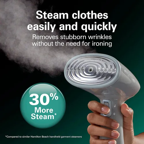 Miniatura 4 de Hamilton Beach Vaporizador de mano para ropa, tela y cortinas, 1200 vatios, tanque de agua de 13.5 fl oz, 20 minutos de vapor continuo, esenciales