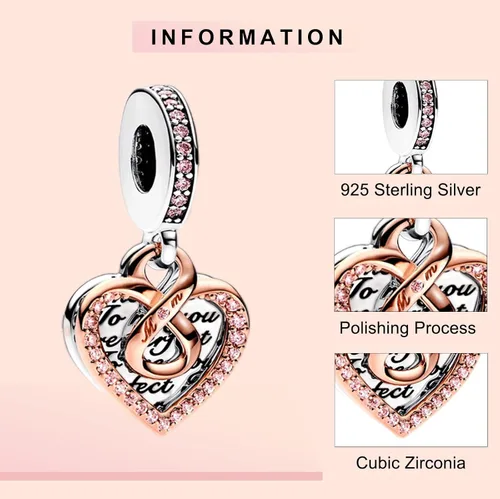 Miniatura 3 de La Menars Dije de corazón para pulseras y collares de plata de ley 925 para mujer, colgante para Navidad, día de San Valentín, día de la madre