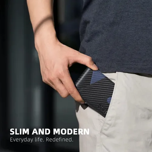 Miniatura 97 de Zitahli - Billeteras delgadas RFID para hombres, billetera de cuero flexible con clip de dinero, cartera minimalista con bolsillo frontal