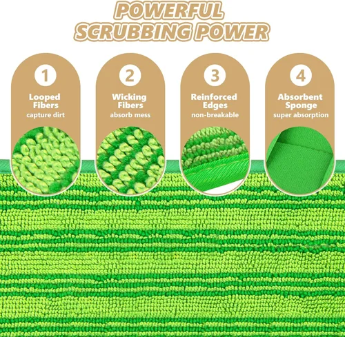 Miniatura 2 de Almohadillas reutilizables para trapeador compatibles con trapeadores Swiffer: almohadillas húmedas de microfibra Papclean rellenan paños de barrido