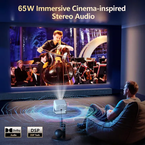 Miniatura 8 de [3500 descargas ultra brillantes/aplicaciones oficiales/65W Dolby Audio/soporte 4K] Proyector inteligente para exteriores con WiFi y Bluetooth