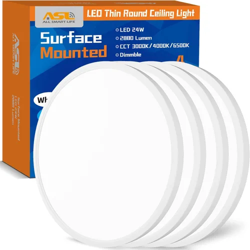 Miniatura 15 de Allsmartlife - Juego de 2 lámparas de techo empotradas, lámpara de techo LED redonda regulable CCT 3000K/4000K/6500K, lámparas de 24W de 12 pulgadas