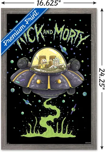 Miniatura 3 de Trends International Rick And Morty - Póster de pared de barco, 14.725 x 22.375 pulgadas, versión enmarcada de madera de granero