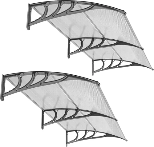 Miniatura 10 de Tangkula 2 Pack 30" x 39" Window Awning, Modern Polycarbonate Overhead Door Awning with Hollow Sheet for Rain Snow Sunlight Protection, UPF 50+