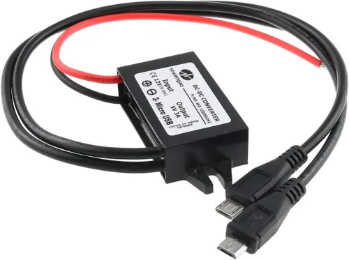 Miniatura 3 de E-outstanding Módulo convertidor de CC 12 V a 5 V 3 A, regulador reductor, convertidor de potencia de coche con cable micro USB doble convertidor