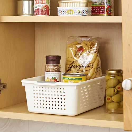 Miniatura 3 de madesmart Cesta de almacenamiento pequeña, organizador multiusos con asas de agarre suave y pies antideslizantes, diseño ventilado de alta