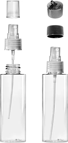 Miniatura 2 de VViViD Botellas vacías de plástico transparente sin BPA de 4 onzas con tapa giratoria, tapa de pulverización de niebla y tapa de boquilla abatible