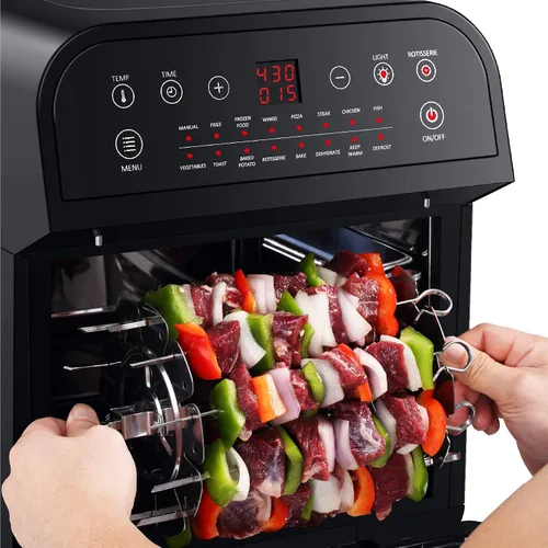 Miniatura 4 de GoWISE USA GW44800-O Freidora de aire eléctrica de lujo de 12.7 cuartos de galón, 15 en 1, con asador y deshidratador + 50 recetas QT, negro/plata