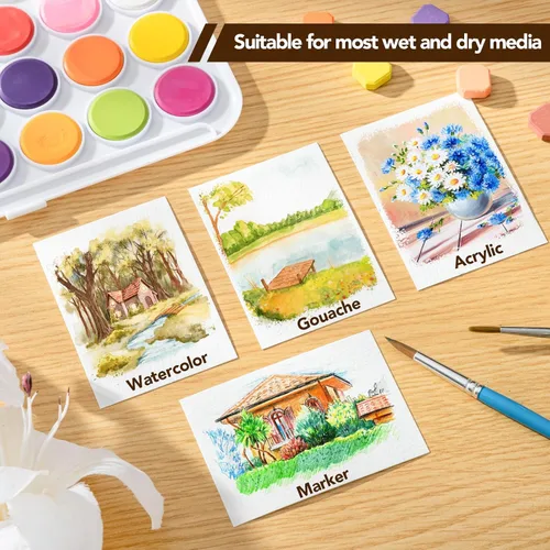 Miniatura 7 de 240 hojas de papel de acuarela a granel, papel de prensa en frío de 110 lb/230 GSM, papel de color de agua blanca para dibujar tarjetas de regalo
