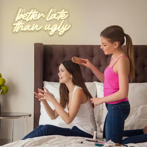 Miniatura 4 de Letrero de neón LED Horseneon Mejor Tarde Que Nunca, Letras de Letreros de Neón para Decoración de Pared, Letrero de Luz de Neón Blanco Cálido
