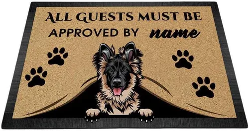 Miniatura 7 de Tapete personalizado con nombre de perro que mira al perro Cocker Spaniel, todos los invitados deben ser aprobados por alfombras para decoración