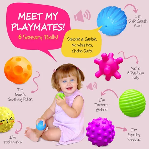 Miniatura 2 de Juguetes Multisensoriales con Textura para Bebés Conjunto de Regalo de Pelotas de Masaje sin BPA para Niños Pequeños de 1-3 Años Pelotas Suaves