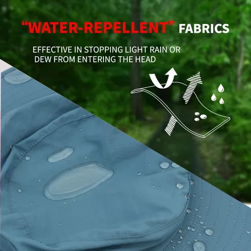 Miniatura 5 de Sombrero de pesca Sombrero de protección solar Red de cabeza de mosquito para exteriores Sombrero de cubo con malla de red oculta azul (Airy Blue)