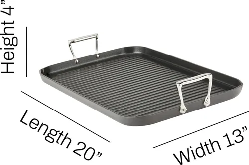 Miniatura 7 de All-Clad HA1 - Sartén para parrilla/plancha antiadherente anodizada dura, 33x51 cm, apta para horno y parrilla, 260°C, juego de ollas y sartenes