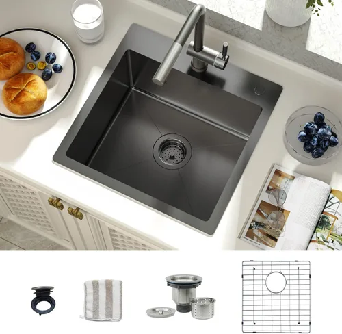 Miniatura 11 de TORVA Fregadero de Montaje Bajo para Cocina de 17 x 19 Pulgadas, Fregadero de Barra de Acero Inoxidable 304 Premium - 9 Pulgadas de Profundidad