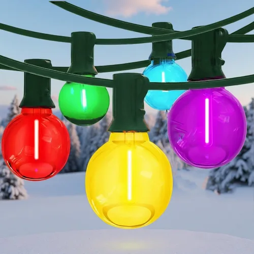 Miniatura 8 de Guirnalda de luces LED G40 para exteriores de 25 pies, luces de Navidad con forma de globo esmerilado con 27 (2 de repuesto) bombillas redondas