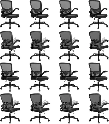 Miniatura 24 de KLASIKA Sillas de escritorio con ruedas, silla de oficina ergonómica de malla, altura ajustable y soporte lumbar giratorio, silla de oficina en casa