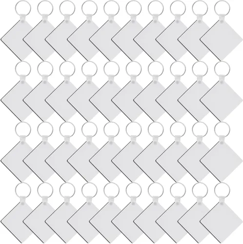 Miniatura 9 de Duufin 120 piezas de llavero de sublimación en blanco rectángulo de transferencia de calor de doble cara MDF tablero llavero en blanco
