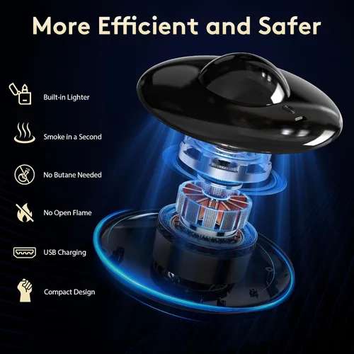 Miniatura 6 de Kit de ahumador eléctrico de whisky, kit de ahumador de cóctel con encendedor integrado con 6 virutas de madera, kit de ahumador de whisky sin