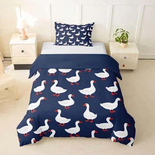 Miniatura 23 de Erosebridal Funda de edredón para niños y niñas, diseño de pato amarillo, diseño de patos de dibujos animados, juego de ropa de cama de animales