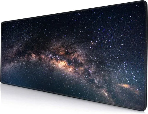 Miniatura 12 de Alfombrilla de ratón grande para juegos con bordes cosidos, tapete de escritorio Galaxy, tapete extendido para teclado, tapete de escritorio de goma