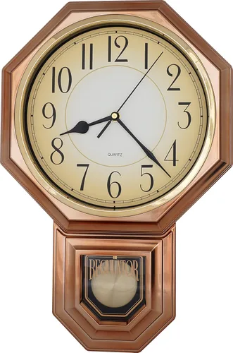 Miniatura 32 de JUSTIME Reloj de pared clásico vintage tradicional de estilo Schoolhouse, con péndulo y melodía Westminter cada hora, relojes de pared con melodía