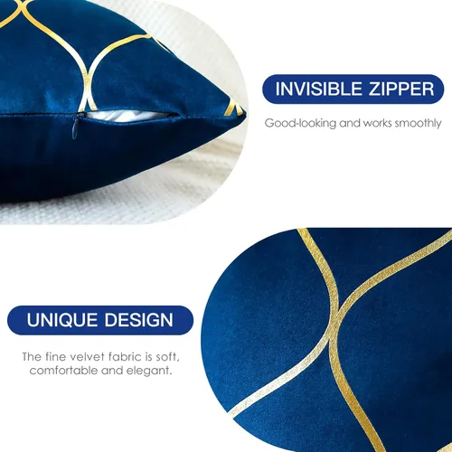 Miniatura 5 de OTOSTAR Juego de 4 fundas de almohada decorativas doradas de 18 x 18 pulgadas, fundas de almohada cuadradas de terciopelo suave, fundas de cojín