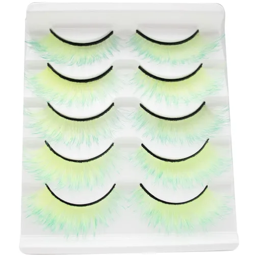 Miniatura 11 de DAODER Pestañas postizas de colores, pestañas postizas esponjosas con color azul, de 0.55 a 0.63 pulgadas, rizo C medio, volumen completo, pestañas