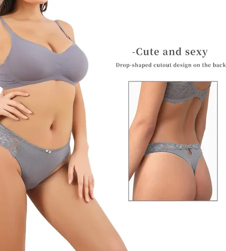 Miniatura 2 de LEVAO Tangas de algodón para mujer, tangas de algodón sexy con espalda en T, ropa interior cómoda, paquete múltiple S-XL