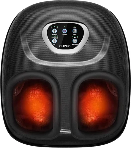 CuPiLo - Masajeador shiatsu de pies con calor, elegible para FSA y HSA, vibración y presión ajustable para fascitis plantar, neuropatía, regalo para