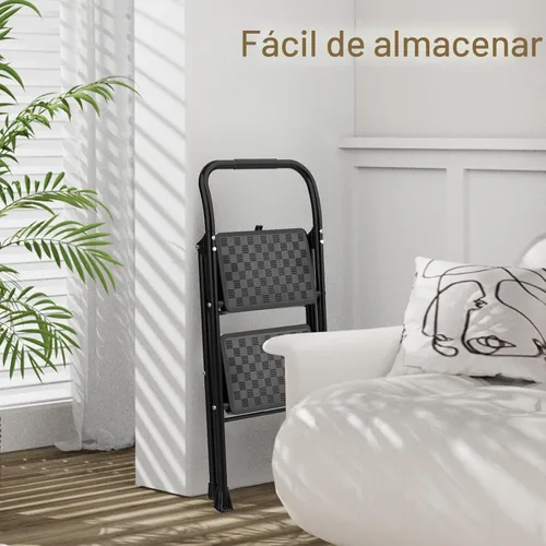 Miniatura 5 de HBTower Escalera de 2 escalones, taburete para adultos, escalera de 2 escalones plegable con diseño ergonómico de pedal ancho