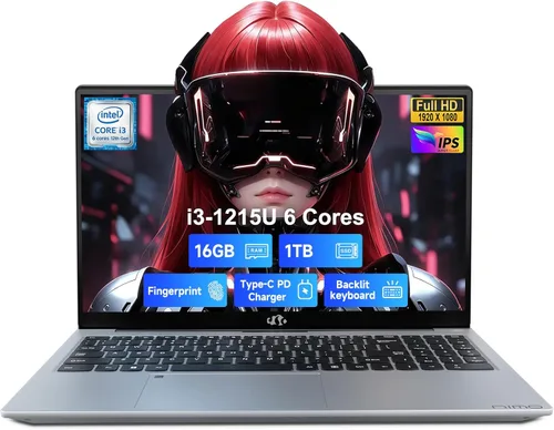 Miniatura 10 de NIMO 15.6'' IPS FHD Laptop, 16GB RAM 1TB SSD Intel i3-1215U (Beat R5-7520U, 6 Cores Up to 4.4GHz) Student Computer with 65W Fast PD, 2 Years