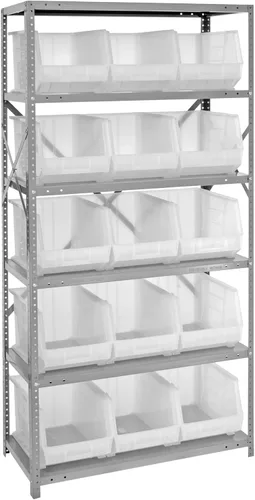Miniatura 412 de Quantum QSBU-245BK Heavy Duty Shelving Unit with (7) Shelves and (24) QUS245 Black Bins for Garage Warehouse Storage Distribution 400 lb Load