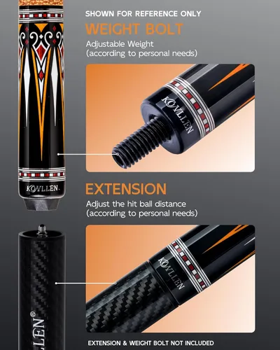 Miniatura 8 de KONLLEN Carbon Fiber Pool Cue Stick 58-inch Professional Pool Sticks for Adults Full Carbon Technology Low Deflection Pool Cue Billiard Cues with