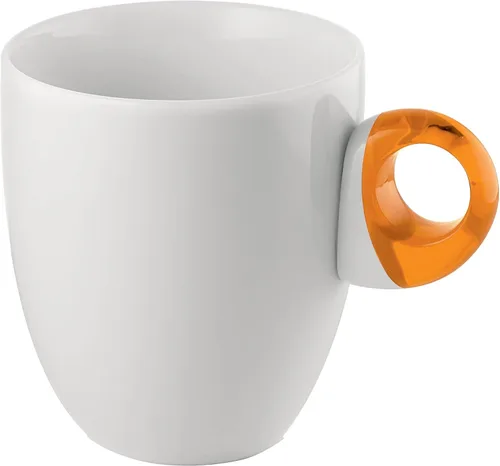 Miniatura 12 de Guzzini Taza diaria con asa, juego de 4 (verde ácido), porcelana y plástico, apta para microondas y lavavajillas, sin BPA, novedosa taza de café