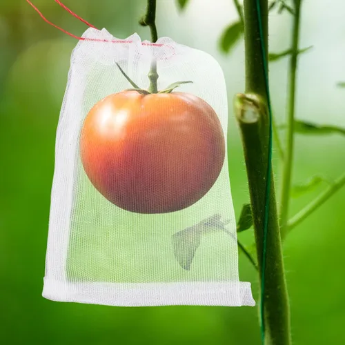 Miniatura 5 de Bolsas de cobertura de frutas contra pájaros, 25 bolsas de malla de protección de frutas de 4 x 6 pulgadas con cuerda, red para árboles frutales