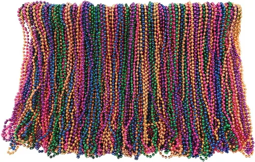 THE MARDI GRAS KREWE Cuentas de Mardi Gras, paquete de 120, 10 docenas de collares de cuentas de 33 pulgadas y 0.276 in, recuerdos de fiesta a