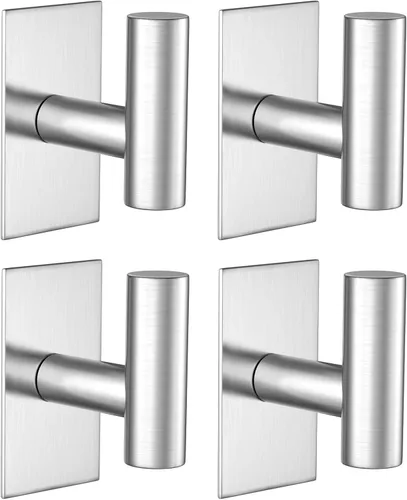 VAEHOLD - Ganchos adhesivos de pared para toallas, resistentes, impermeables, de plata, para colgar abrigos, ropa, gancho de pared para armario en
