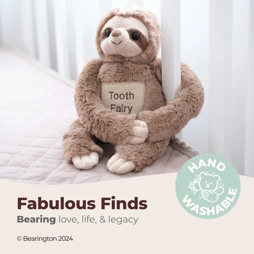 Miniatura 3 de Bearington Lil' Sammy - Animal de peluche de perezoso – Soporte de dientes de hada de 12 pulgadas con piel de felpa suave, brazos largos para colgar