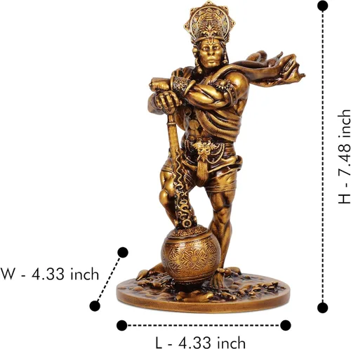 Miniatura 2 de Artarium Gran estatua de Hanuman Bahubali de 7.5 pulgadas, ídolo de Lord Hanuman, Bajrang Bali Murti, polvo de mármol y resina hindú figura de Dios